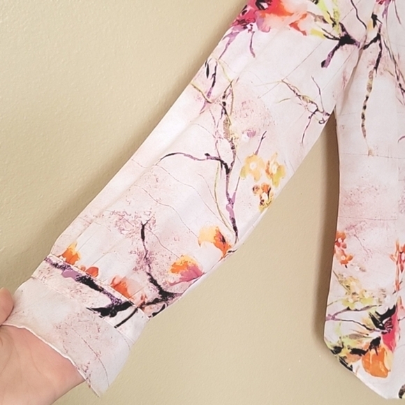 Sioni Womens Pink Floral Button Down Blouse - Size Medium - Picture 6 of 7